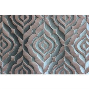 green satin and tan velvet drapes